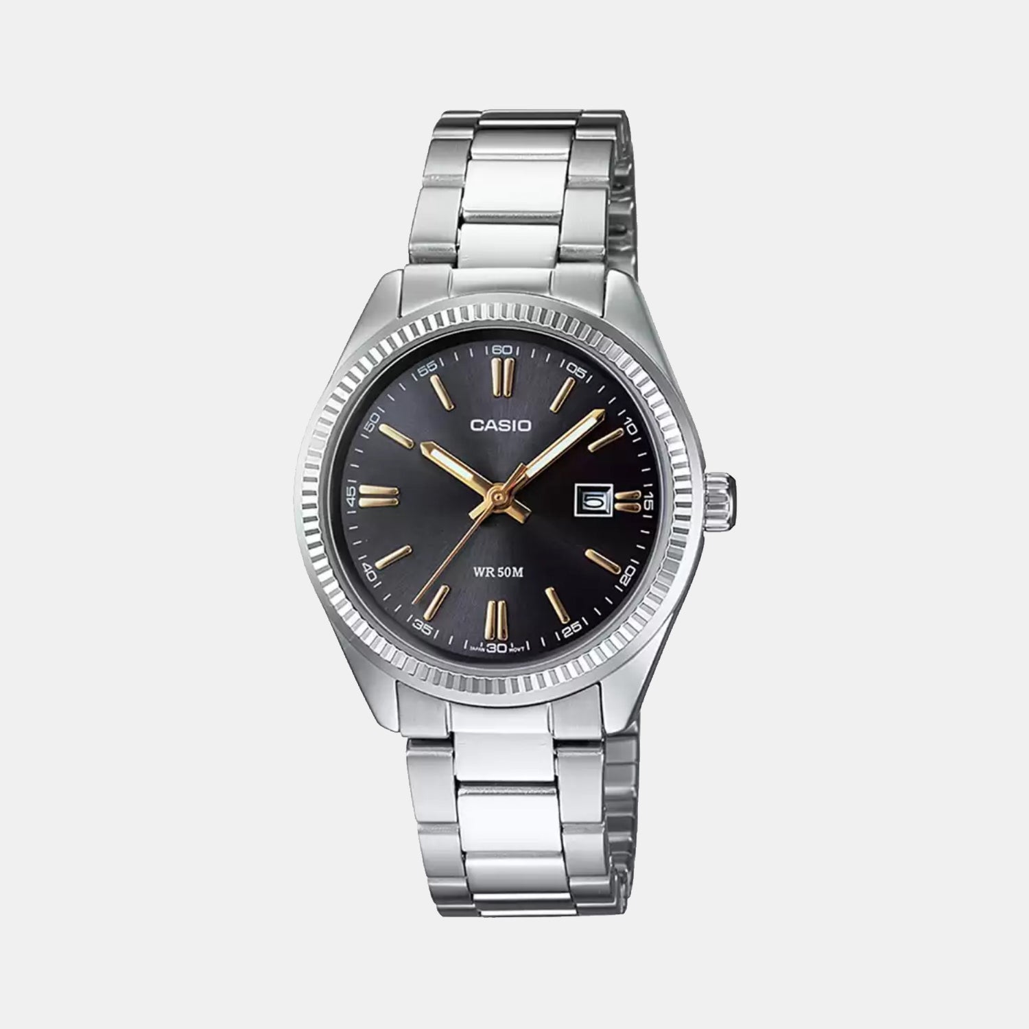 Casio Enticer Women Quartz Black Dial Analog Stainless Steel Watch A474