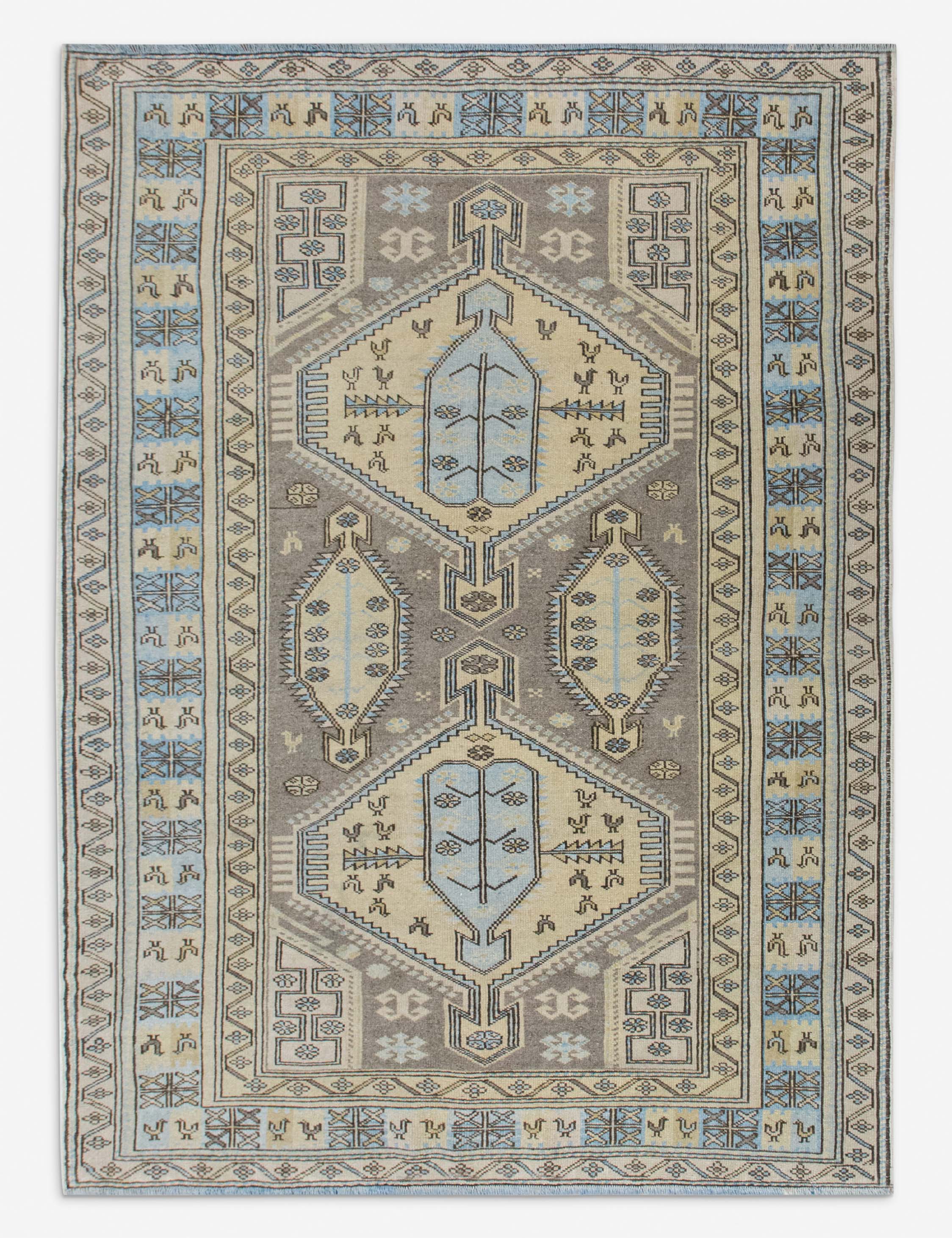 Lulu and Georgia Vintage Turkish Hand-Knotted Wool Rug No. 563, 4'6" x 6'2"