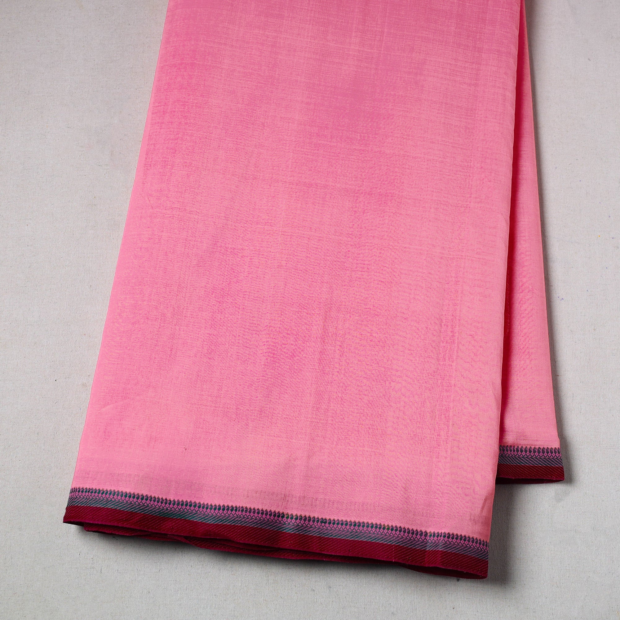 SOUTH KARGHA Baby Pink - Handloom Mangalagiri Cotton Fabric with Thread Border 08 - view 2