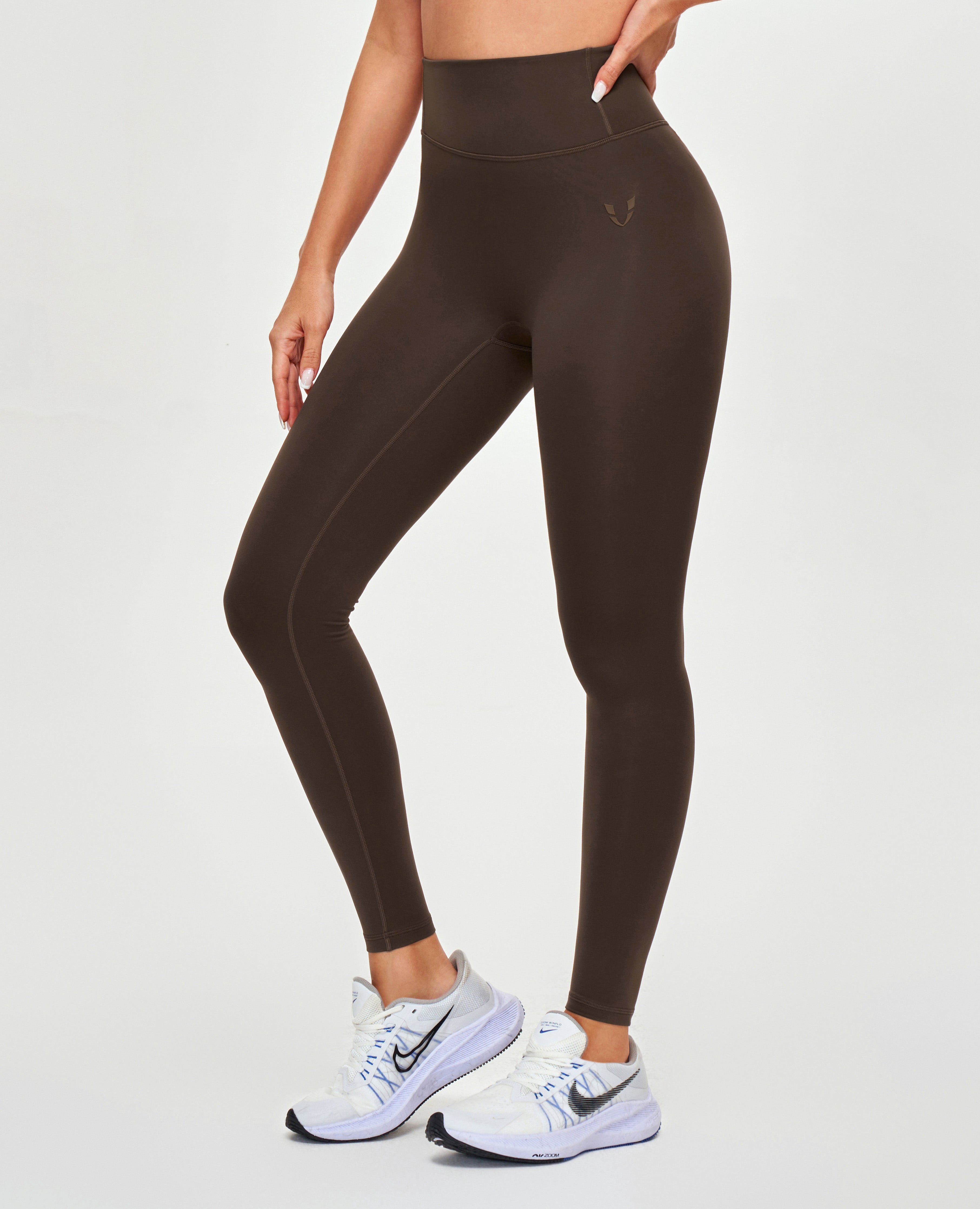 FIRM ABS High Waisted Workout Leggings - Brown