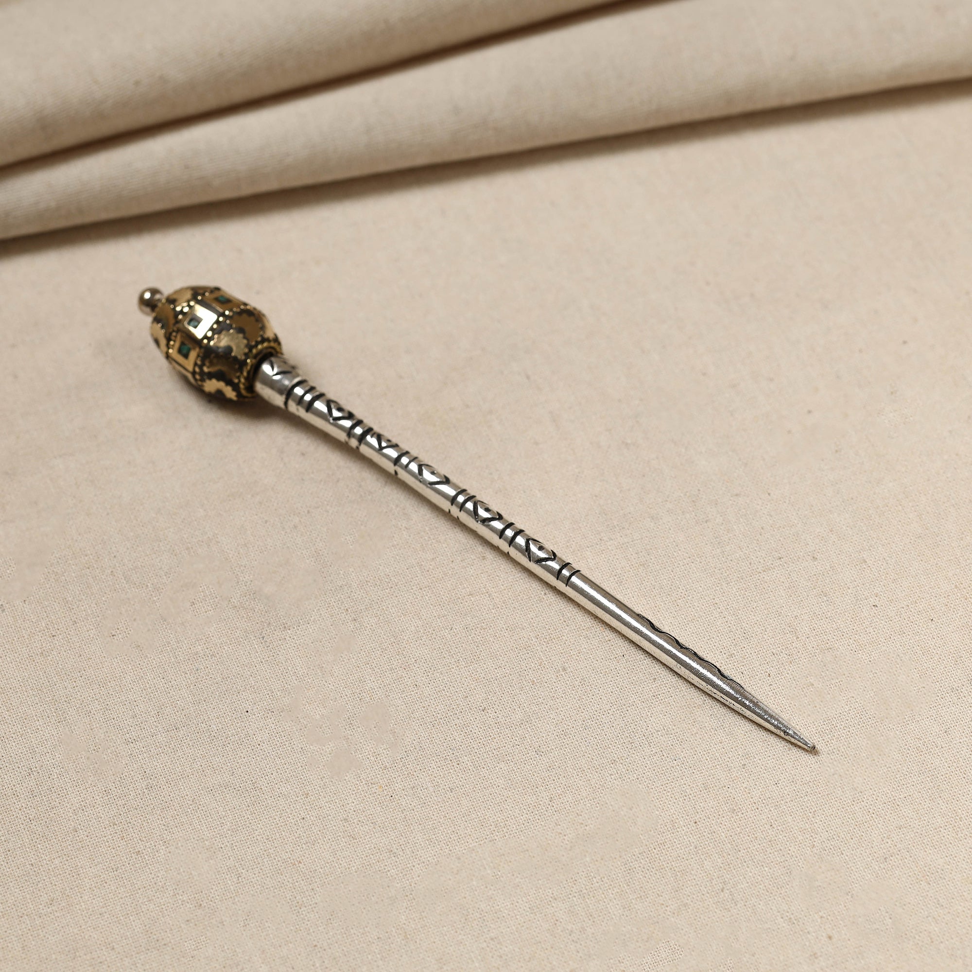 WHITE RIVER STORIES Antique Finish Oxidised German Silver Juda Stick