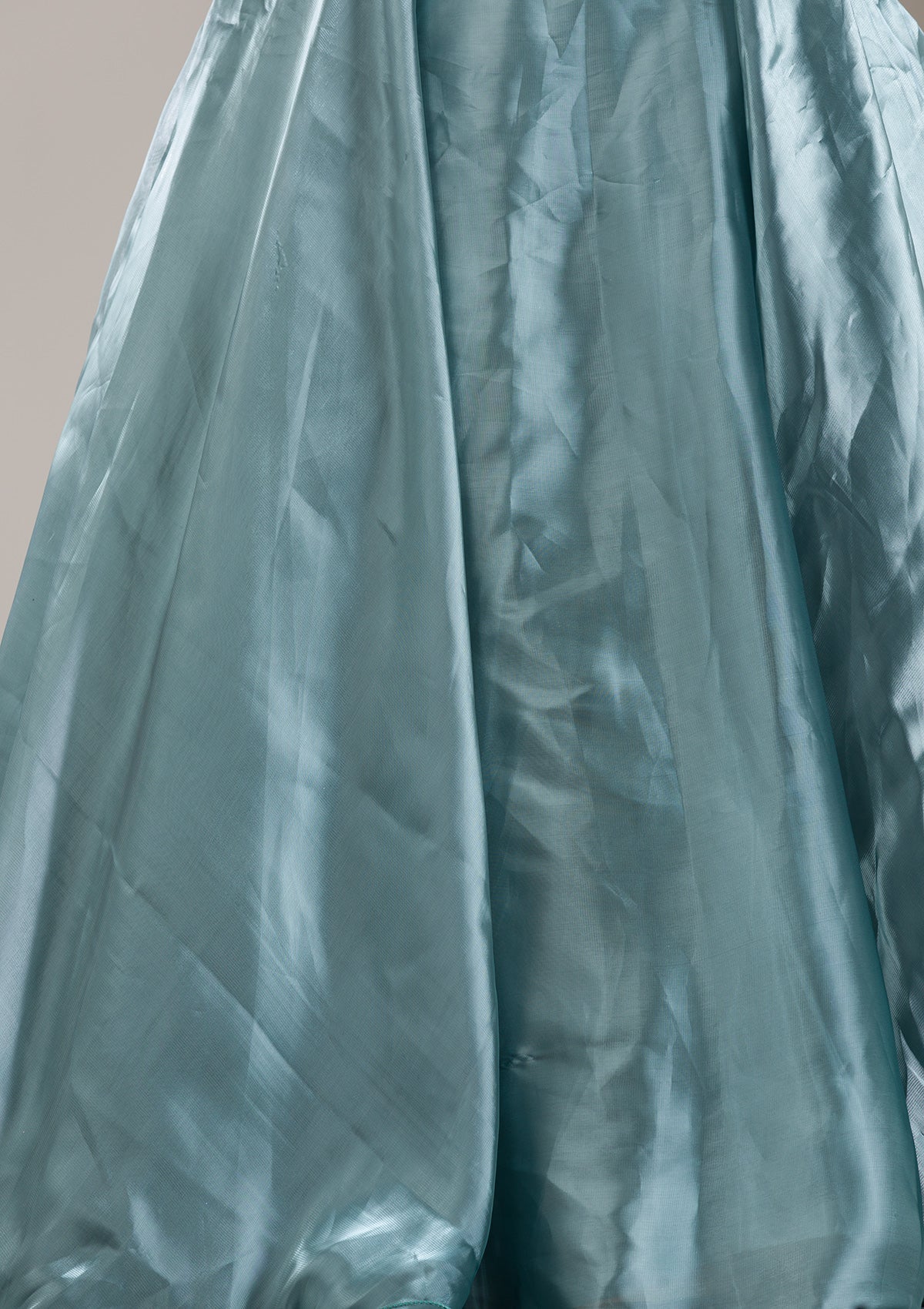 Koskii Sea Green Cutdana Organza Readymade Lehenga - view 8
