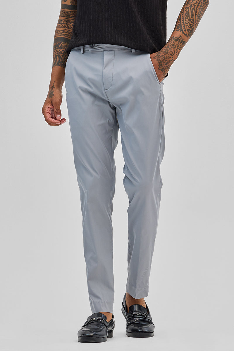 SNITCH Light Grey Slim Fit Chinos