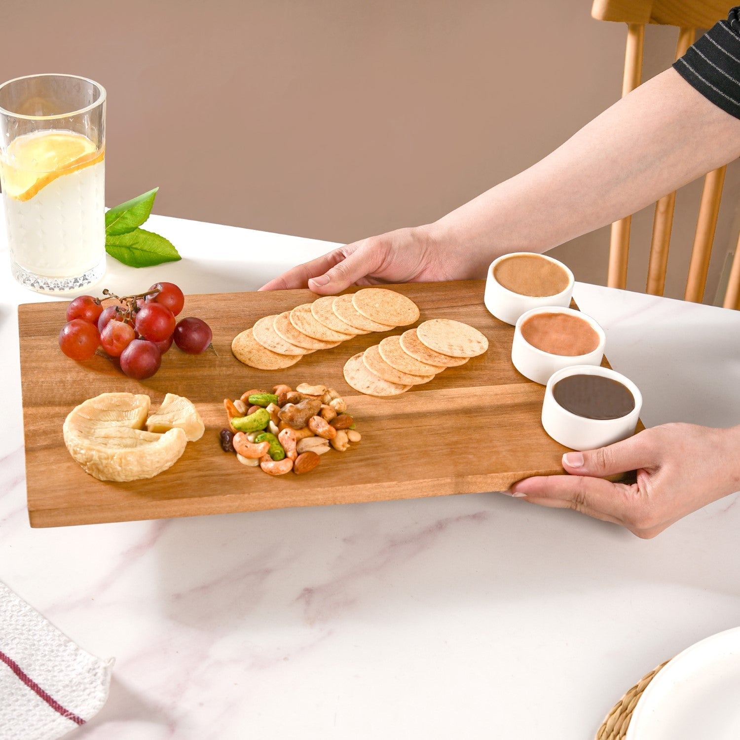 Nestasia Acacia Wood Cheeseboard With Set Of 3 Small Bowls 50ml - view 2