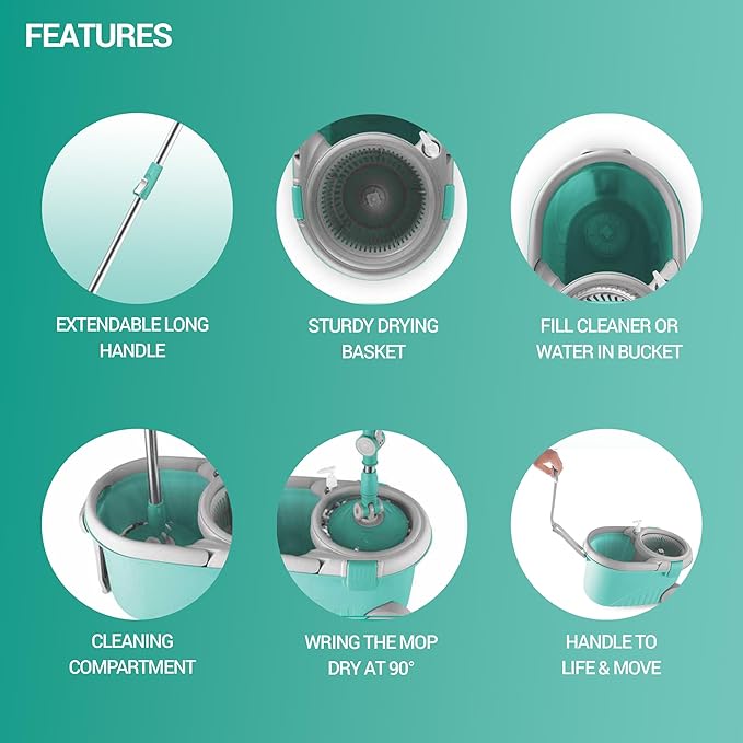 Royale Spin Mop (Spotzero by Milton) – Aqua Green - view 3