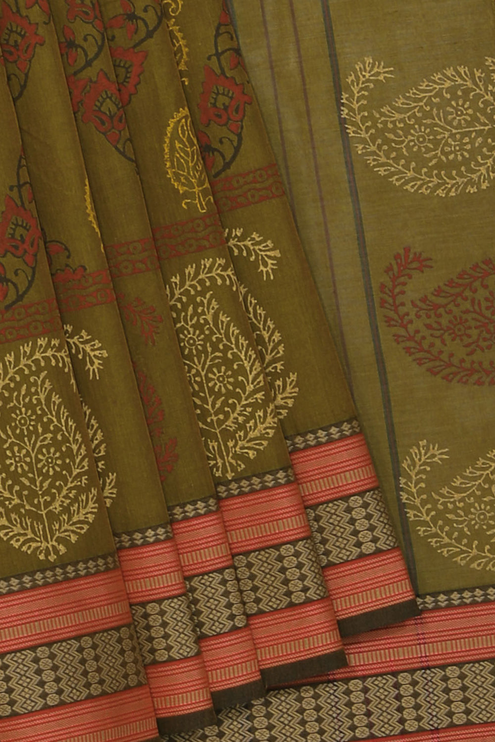 Kalanjali Ethnics Hand block printed cotton saree