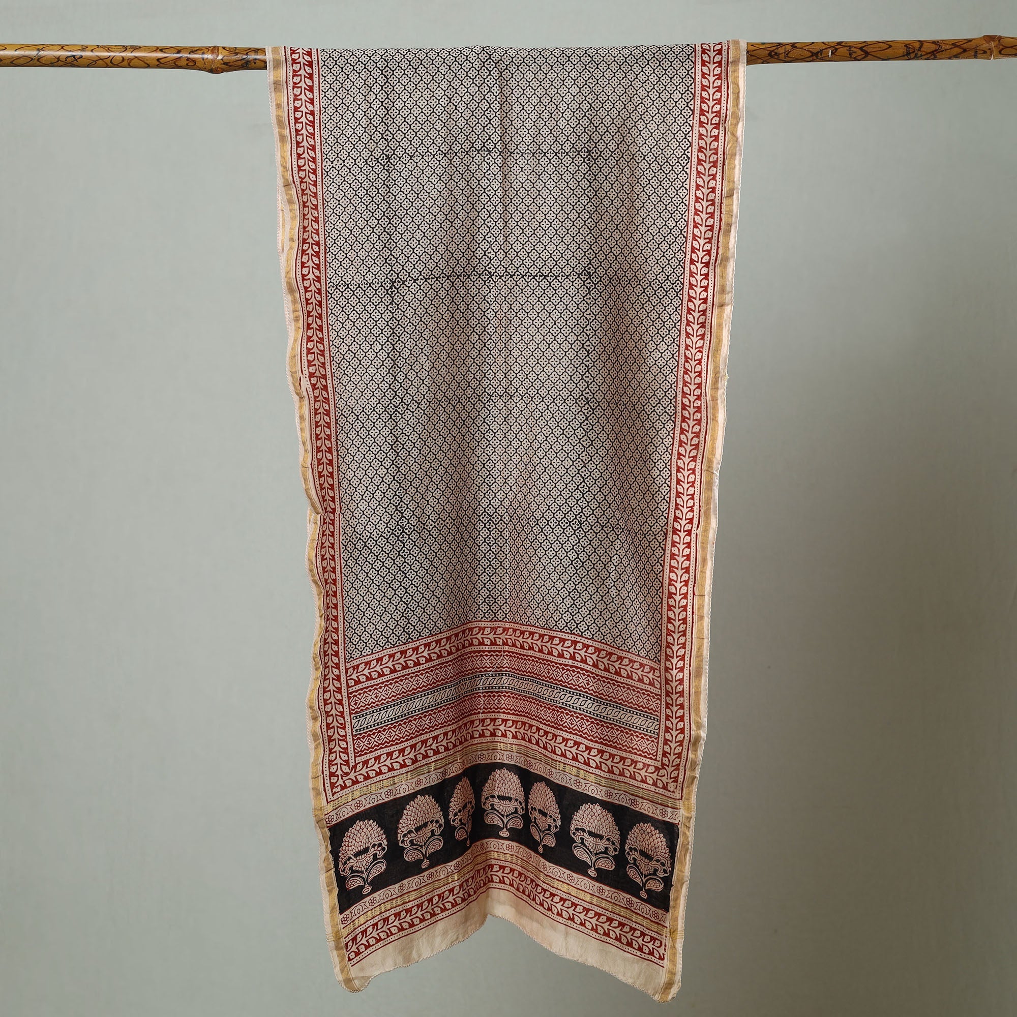 BAGH PRINTS BY MOHAMMED BILAL KHATRI Black - Bagh Hand Block Printed Chanderi Silk Stole 14 - view 2