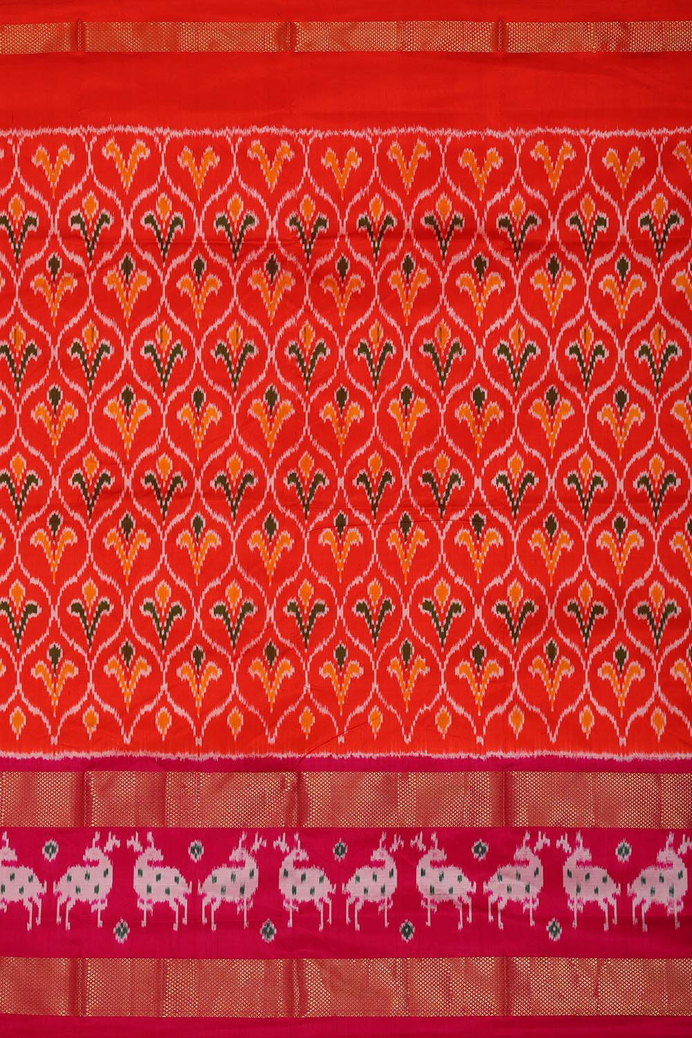Kalanjali Ikat Orange Pavada Unstitched Set - view 3