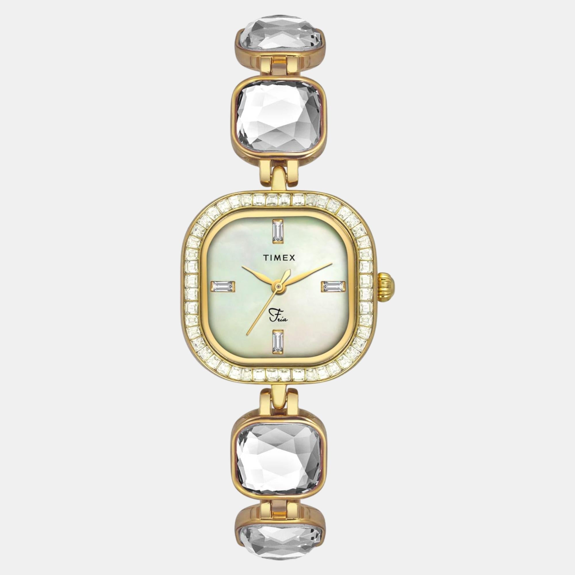 Timex Fria Women Quartz Mother Of Pearl Dial Analog Brass Watch TWEL17106
