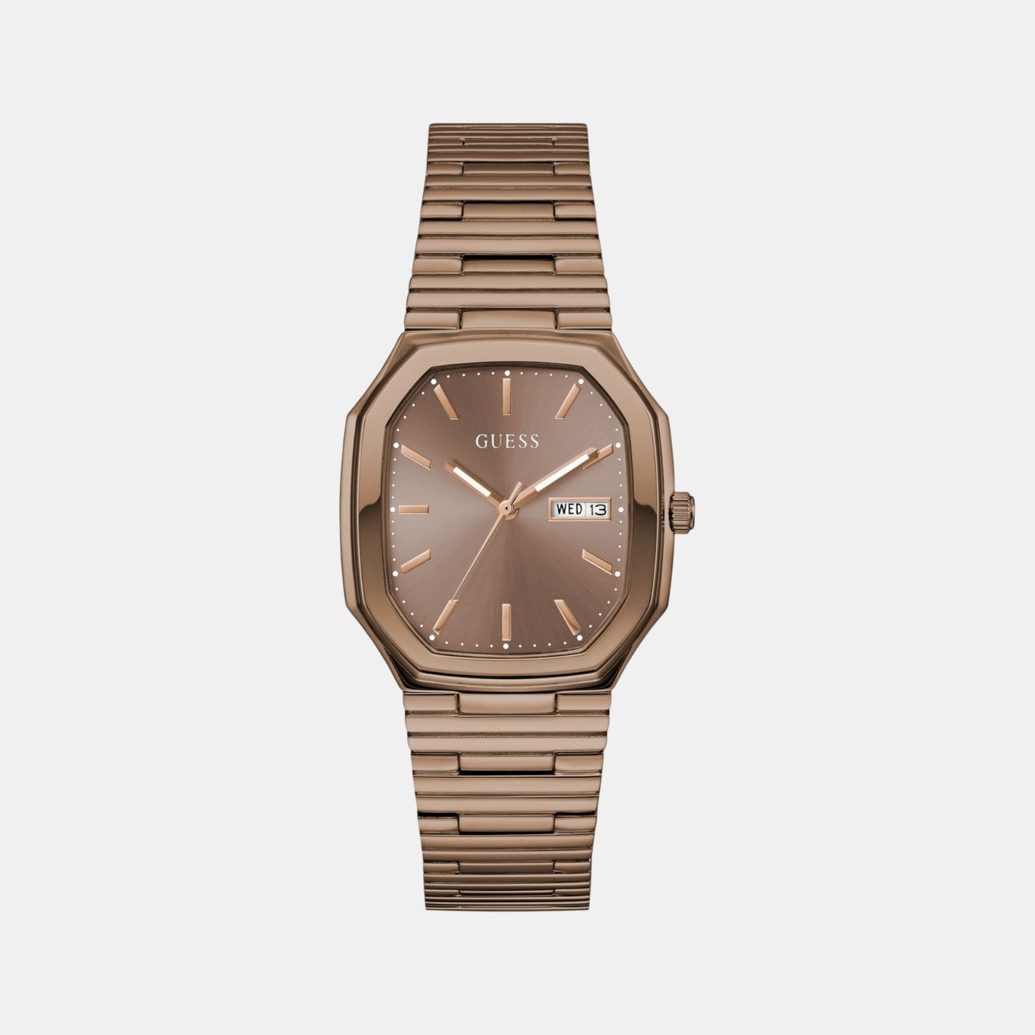 Guess Dress Men Quartz Bronze Dial Analog Recycled Steel Watch GW0978G3