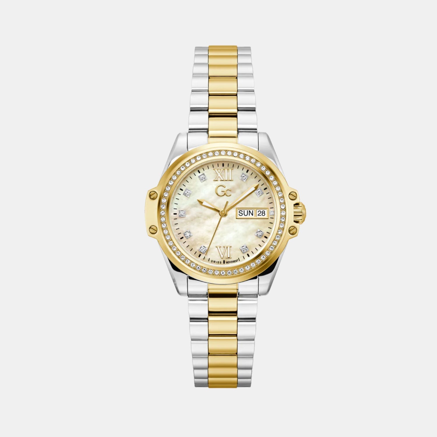 GC Bolt Women Quartz Champagne Mother Of Pearl Dial Analog Stainless Steel Watch Z53002L6