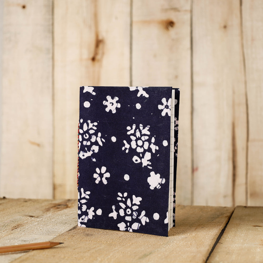BINDAAS UNLIMITED Blue - Batik Fabric Cover Handmade Paper Notebook (7 x 5 in)