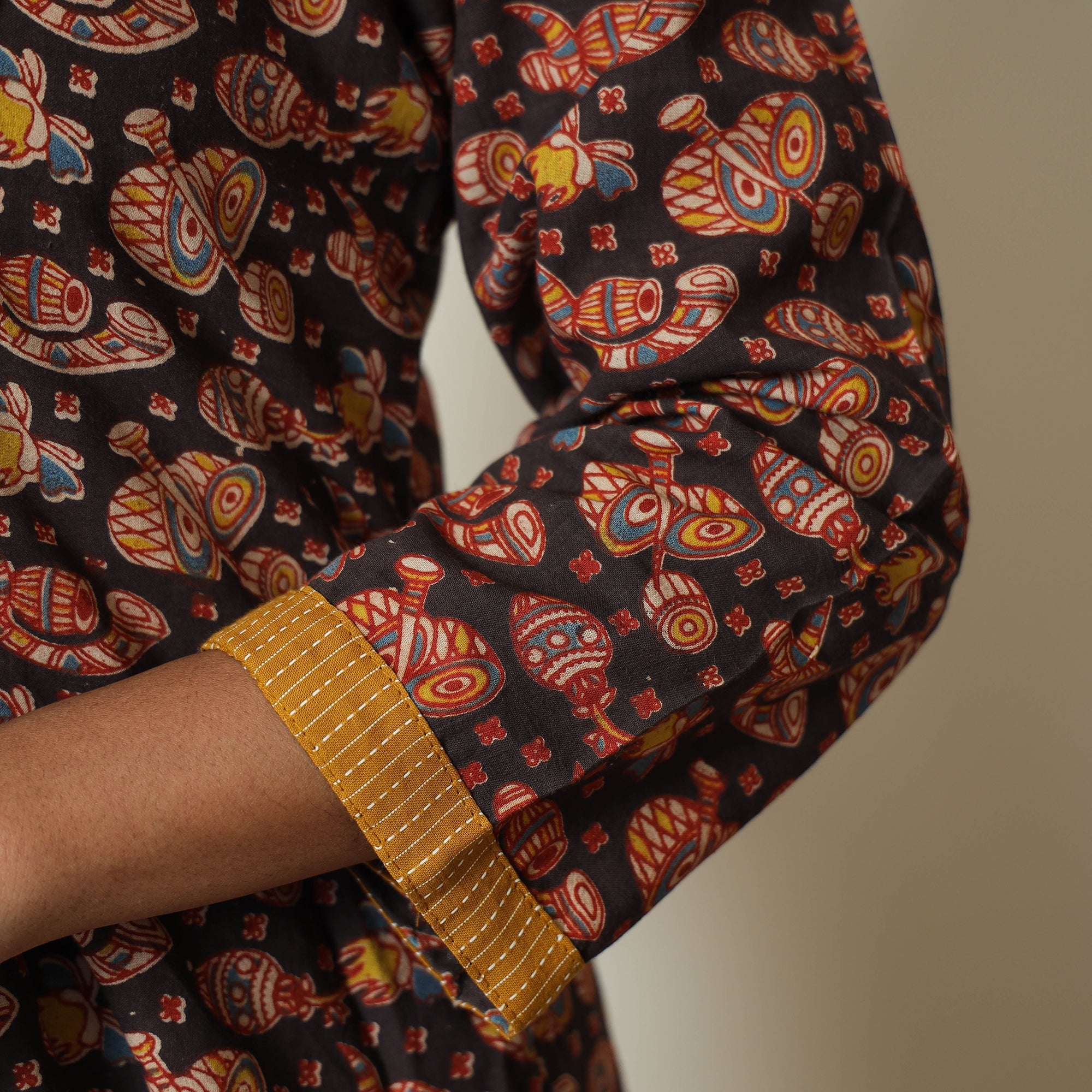 ITOKRI CASUALS Black - Kalamkari Printed Cotton A-Line Kurta 32 - view 6