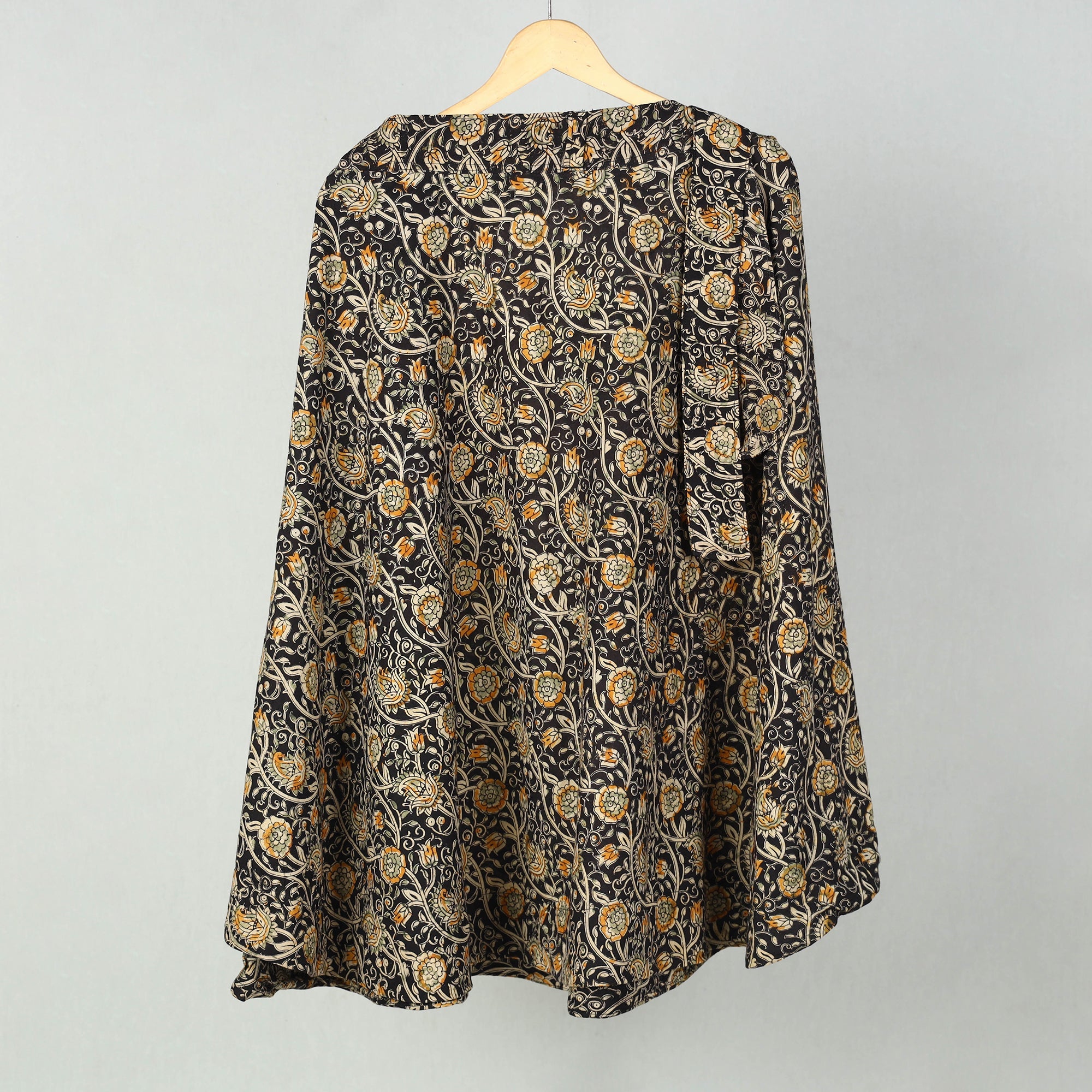 NOORI BAZAR Black - Block Printed Cotton Wrap Around Kalamkari Skirt 01
