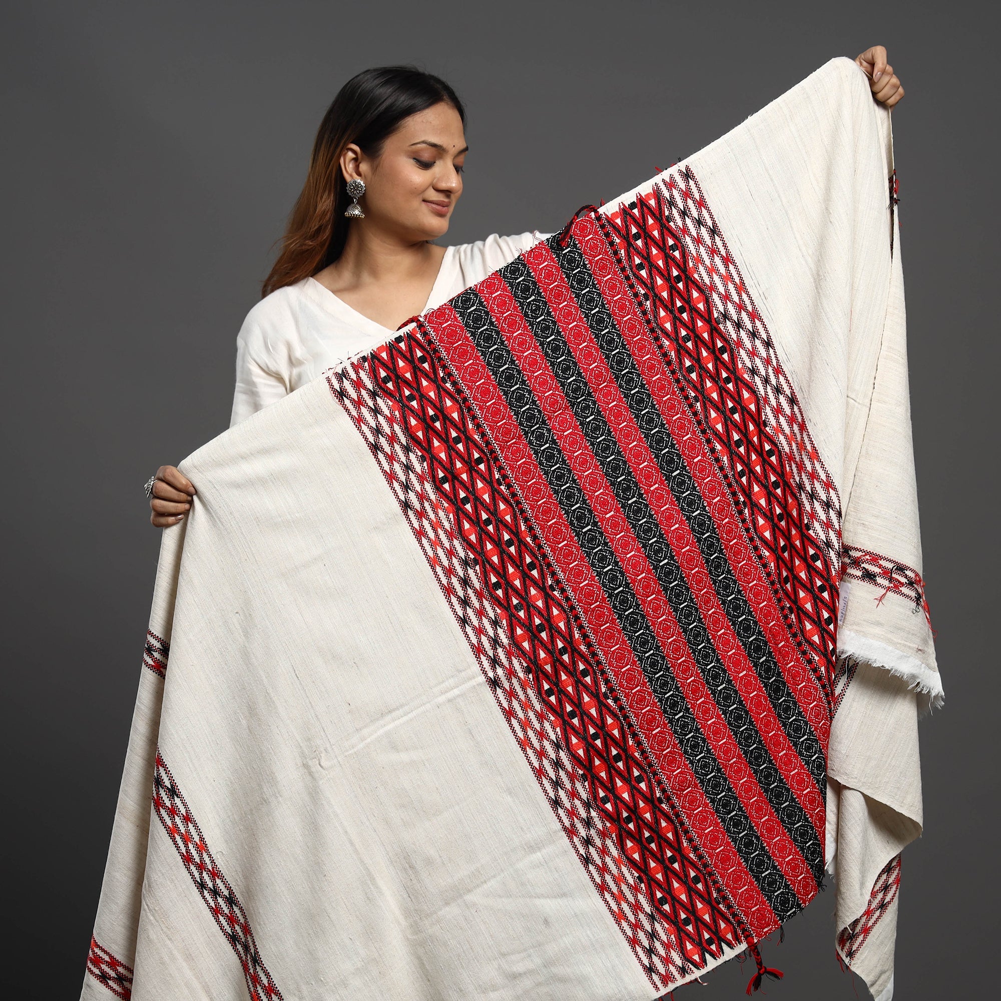 ITOKRI CRAFTS INITIATIVE Beige - Assamese Gero Design Mising Eri Silk Handloom Shawl cum Stole
