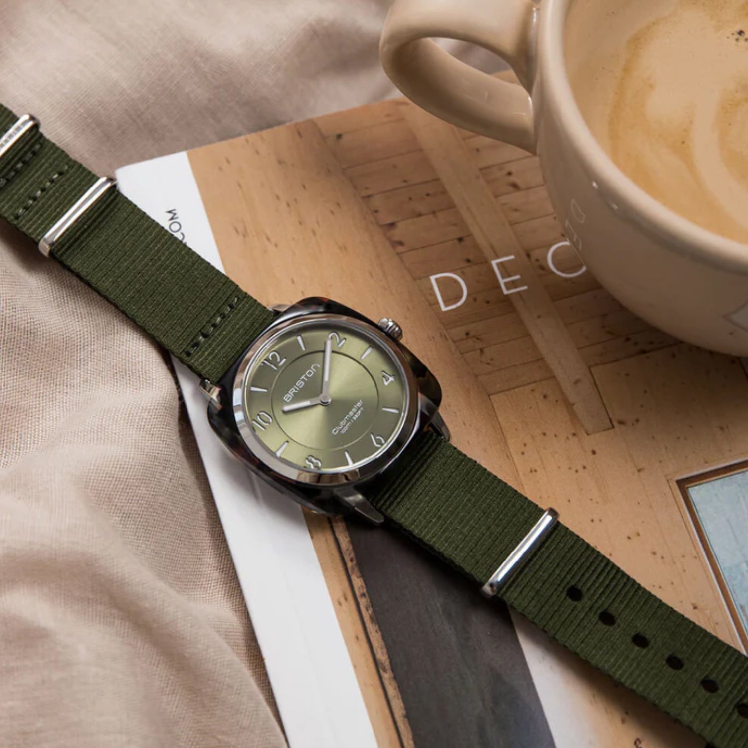 Briston Clubmaster Chic Women Quartz Olive Green Dial Analog Nato Watch 21536.PRA.UG.26.NOL - view 2