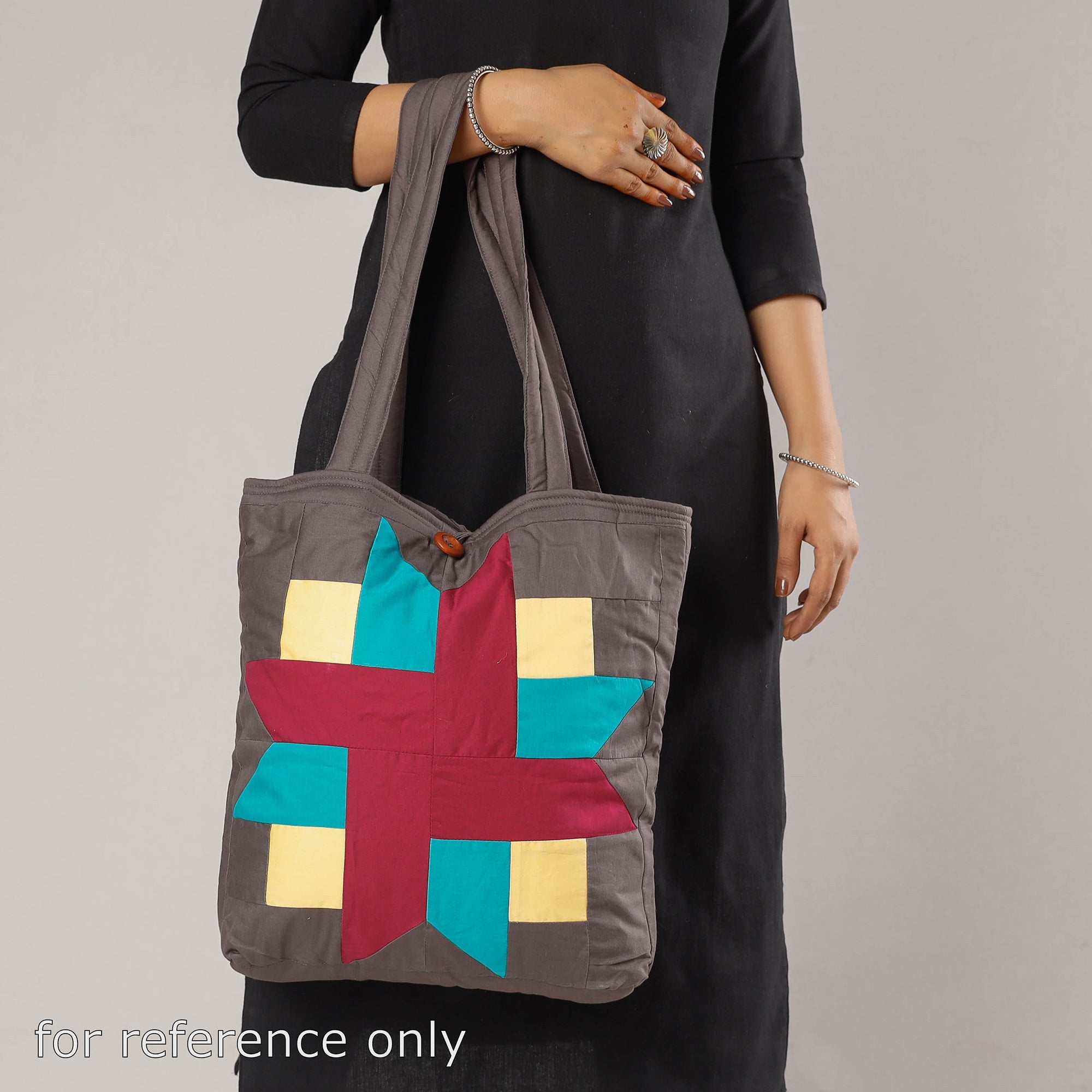 KHUSHBASH - HAPPY LOOM OF EAST Beige - Patchwork Quilted Cotton Square N Square Shoulder Bag - view 3