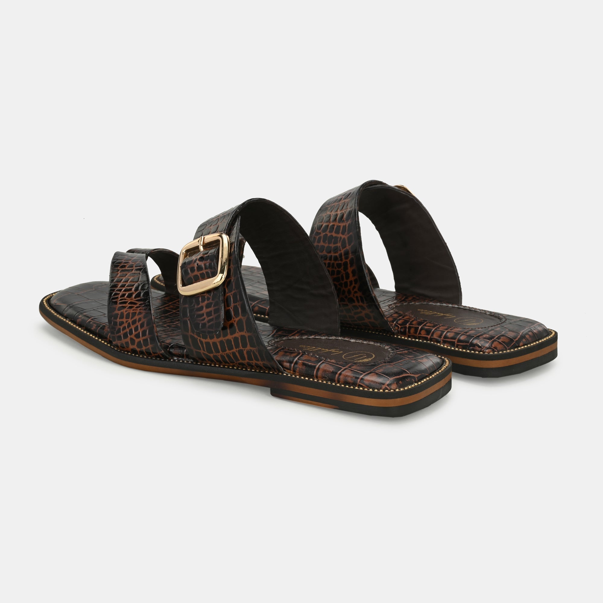Colour Blocked Buckled Slippers By Lafattio - view 2