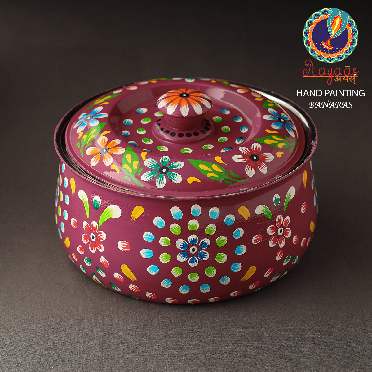 AAYAAS Banaras Handpainted Stainless Steel Casserole