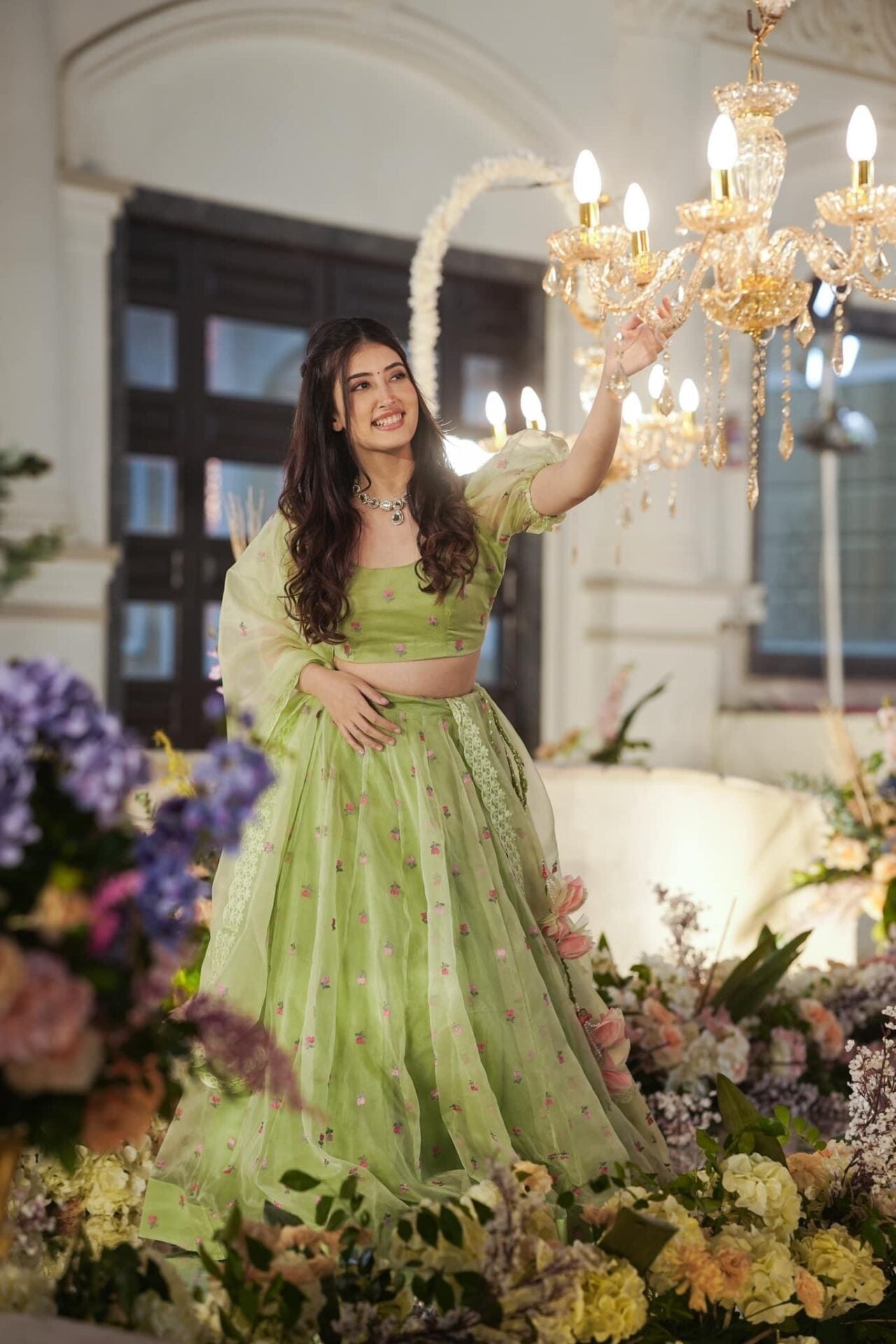 Idaho-o Azael green ORGANZA LEHENGA SET – Women's - view 2