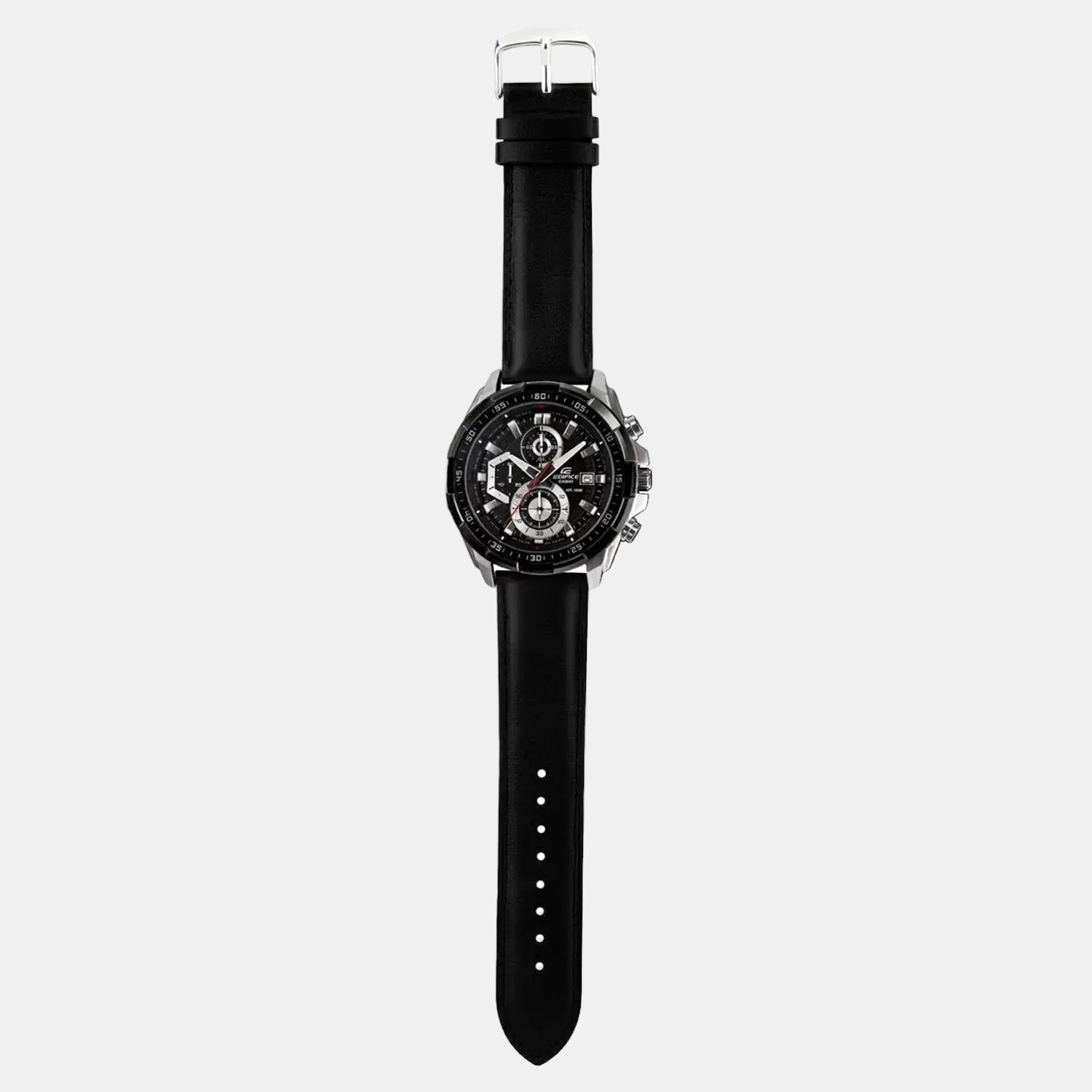Casio Edifice Men Quartz Black Dial Chronograph Leather Watch EX193 - view 2