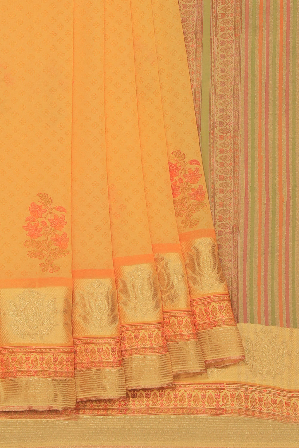 Kalanjali Georgette Yellow Saree – Women's