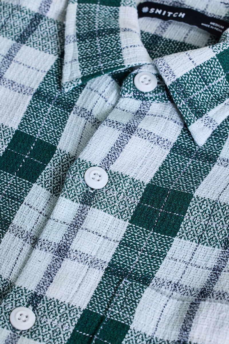 SNITCH Dark Green Box Fit Tartan Shirt - view 2