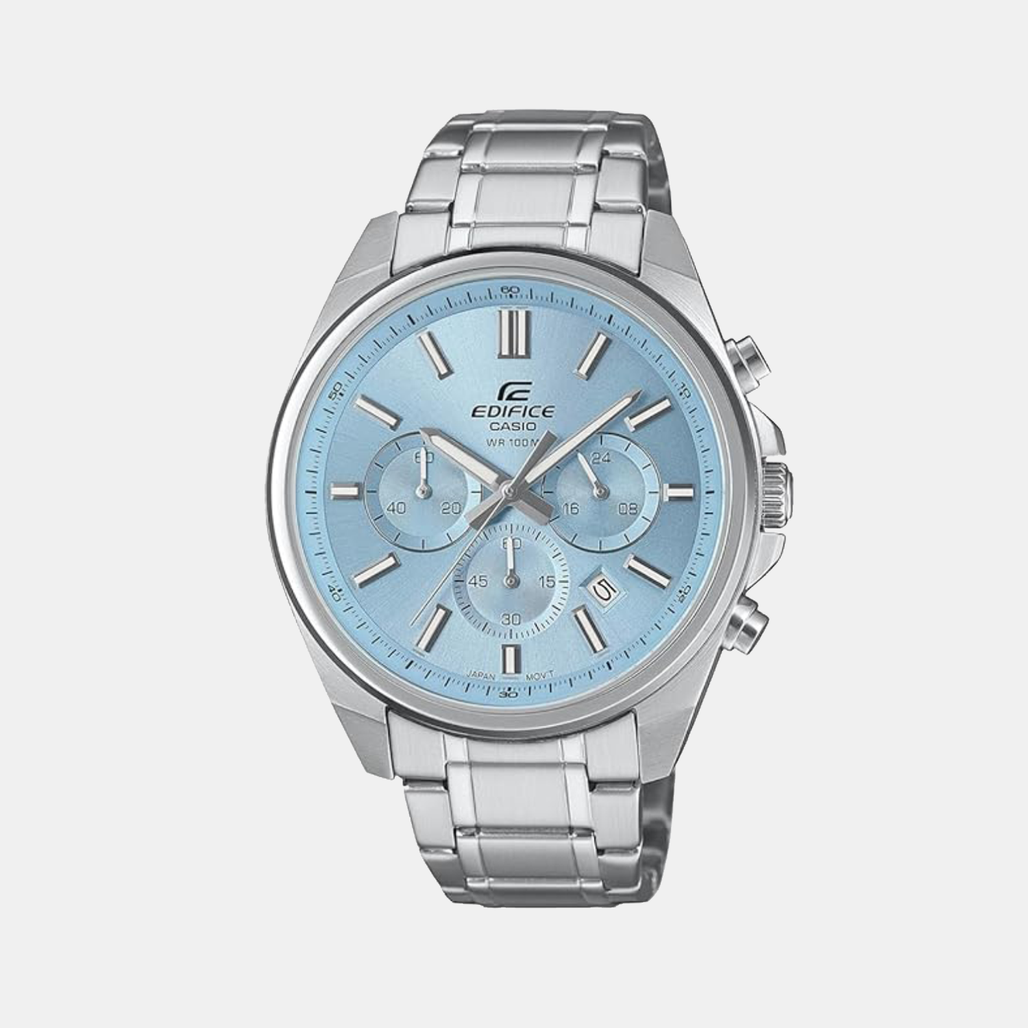Casio Edifice Men Quartz Blue Dial Chronograph Stainless Steel Watch ED659