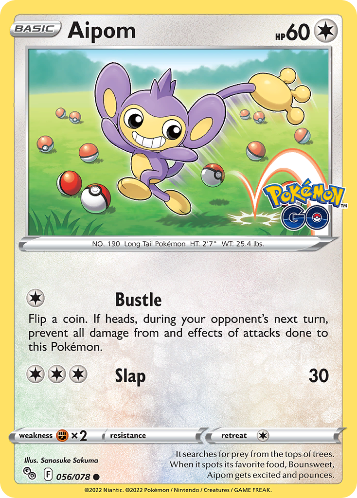 Common pgo-056 reverse – Pokémon Aipom - 056/078 - Common [pgo-056] [Reverse Holo] - Aipom - 056/078 - Common