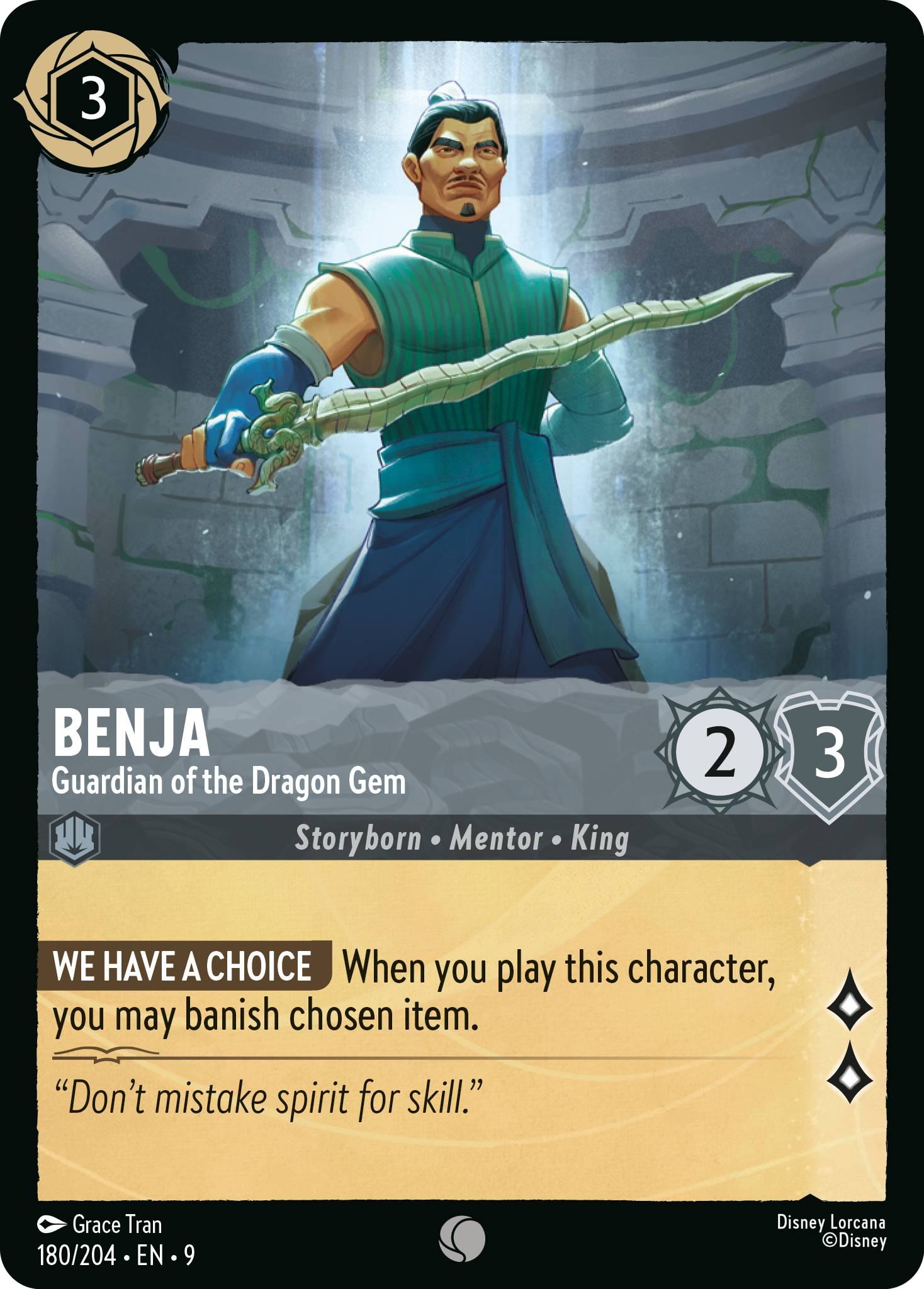204 fabled non-foil – Lorcana Benja - Guardian of the Dragon Gem - 180/204 [Fabled] [Non-Foil]