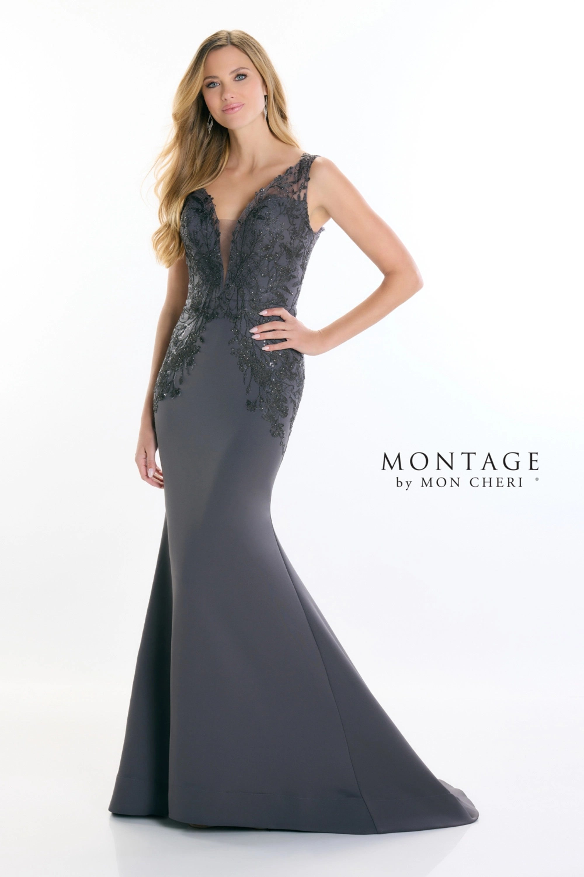 Montage M528 Long Fitted Formal Beaded Evening Dress - view 4
