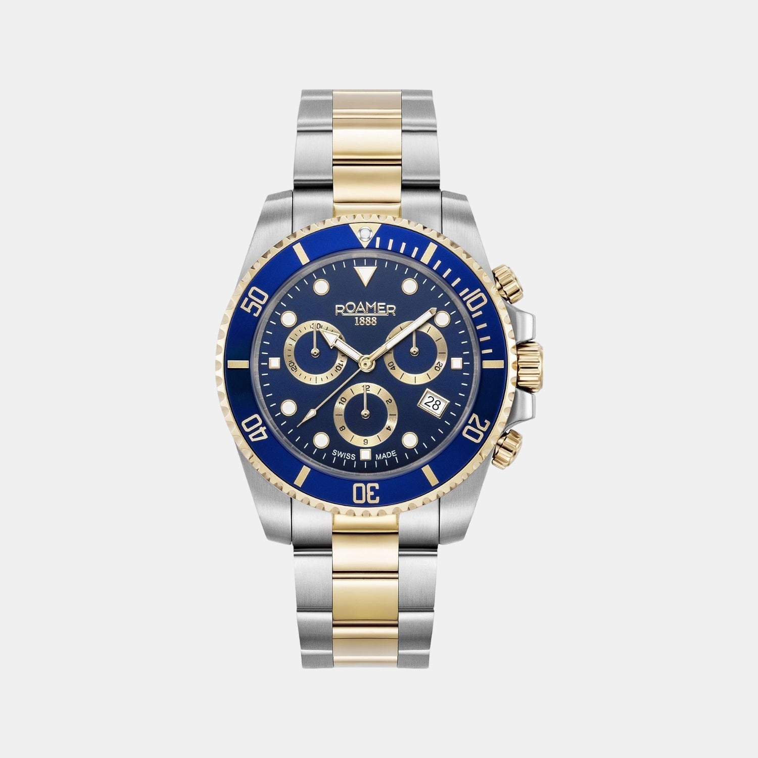 Roamer Deep Sea 100 Men Quartz Blue Dial Chronograph Stainless Steel Watch 851837 47 45 20