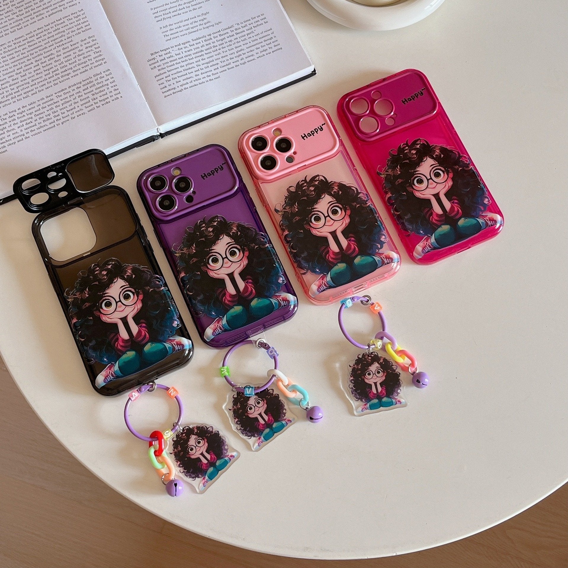 Peeperly Cartoon Geek Girl Mirror Case with Charm