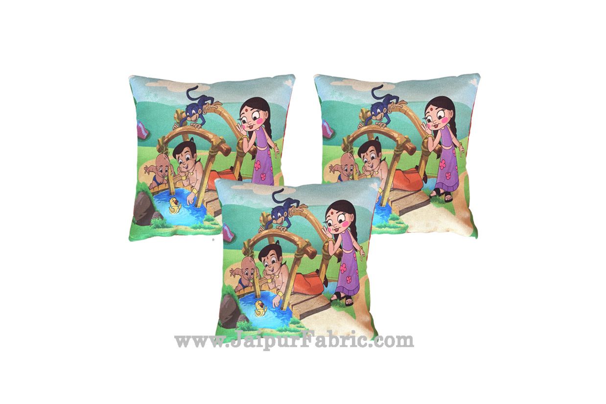 JaipurFabric® Jute Cushion Cover Digital Print Chota Bheem - view 2