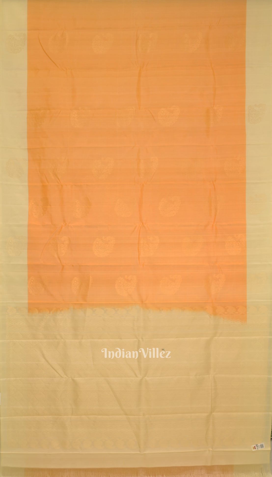 IndianVillèz Light Orange With Peach Pure Kanjivaram Soft Silk Saree - view 2