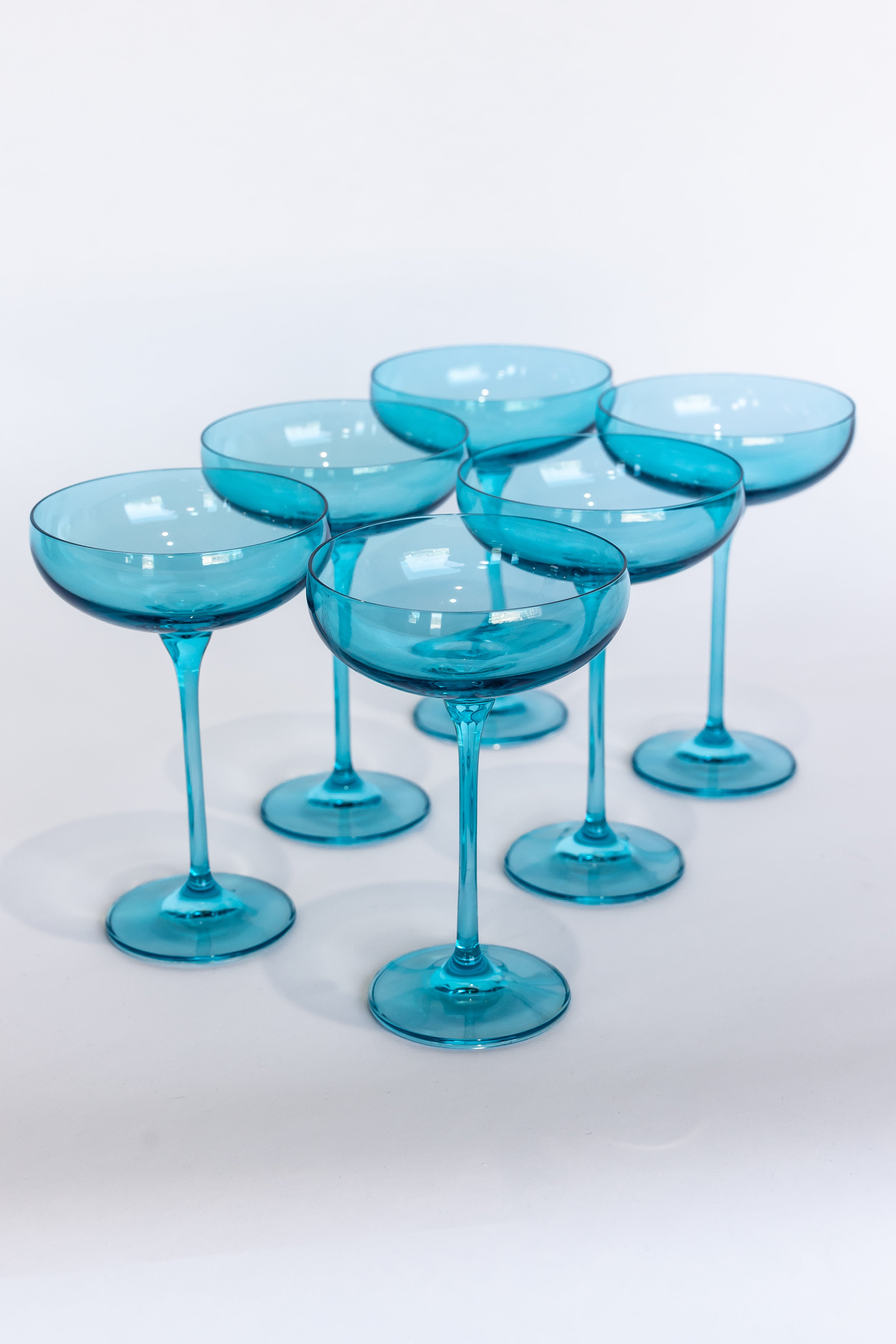 Estelle Colored Glass Estelle Colored Champagne Coupe Stemware - Set of 6 {Ocean Blue}