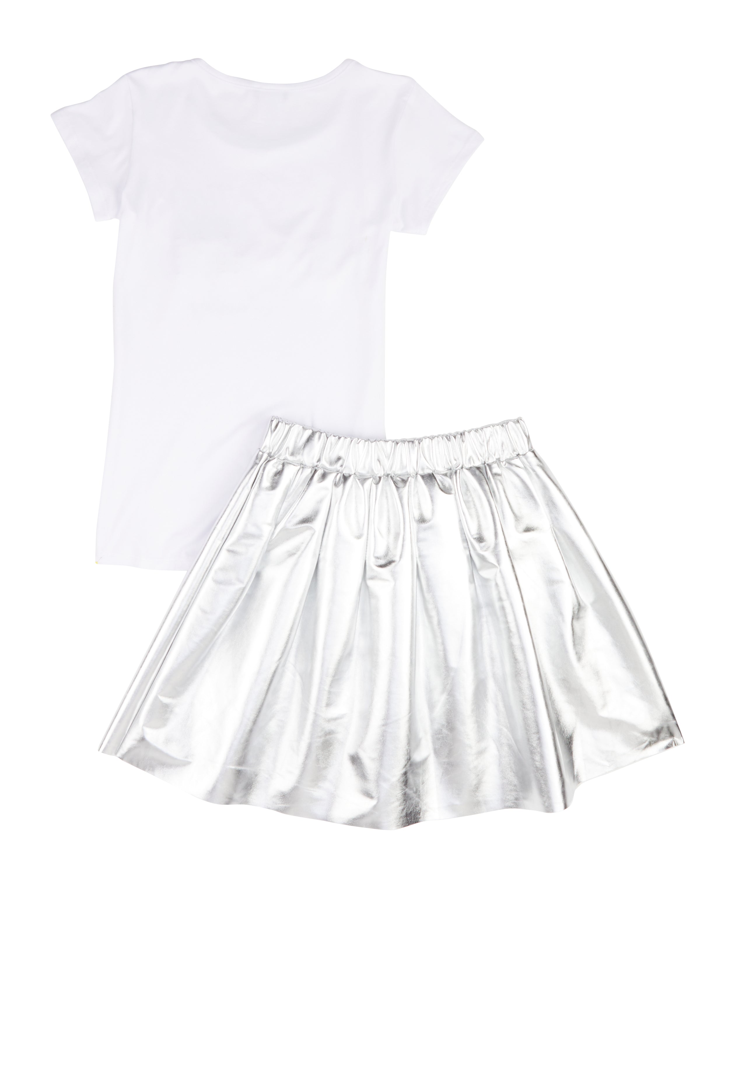 Rainbow Shops Girls Baby Girl Studded Tee and Metallic Pleated Skirt - view 2