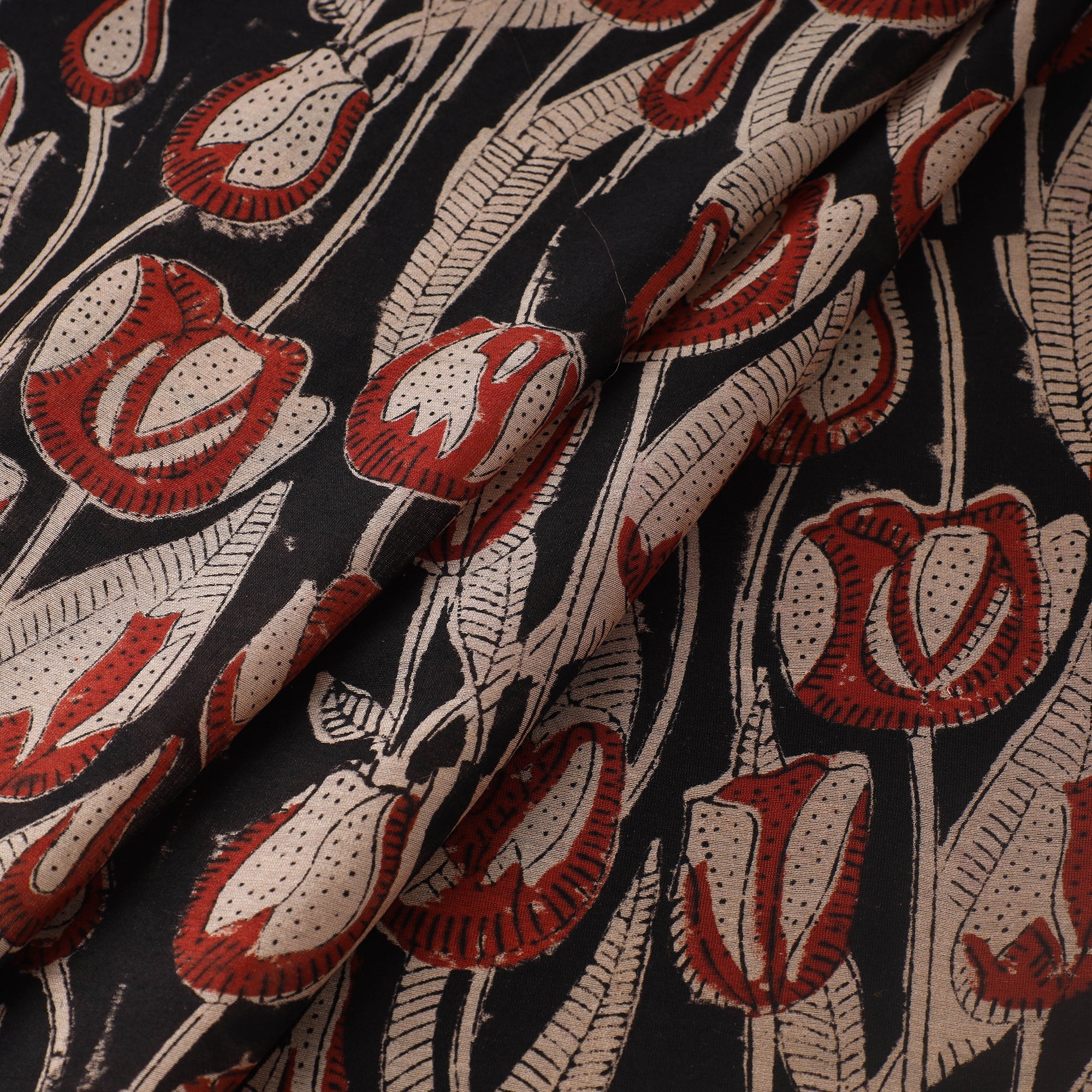BAGRU DABU PRINTS Black - Ajrakh Dabu Bagru Block Print Chanderi Silk Fabric 15 - view 2
