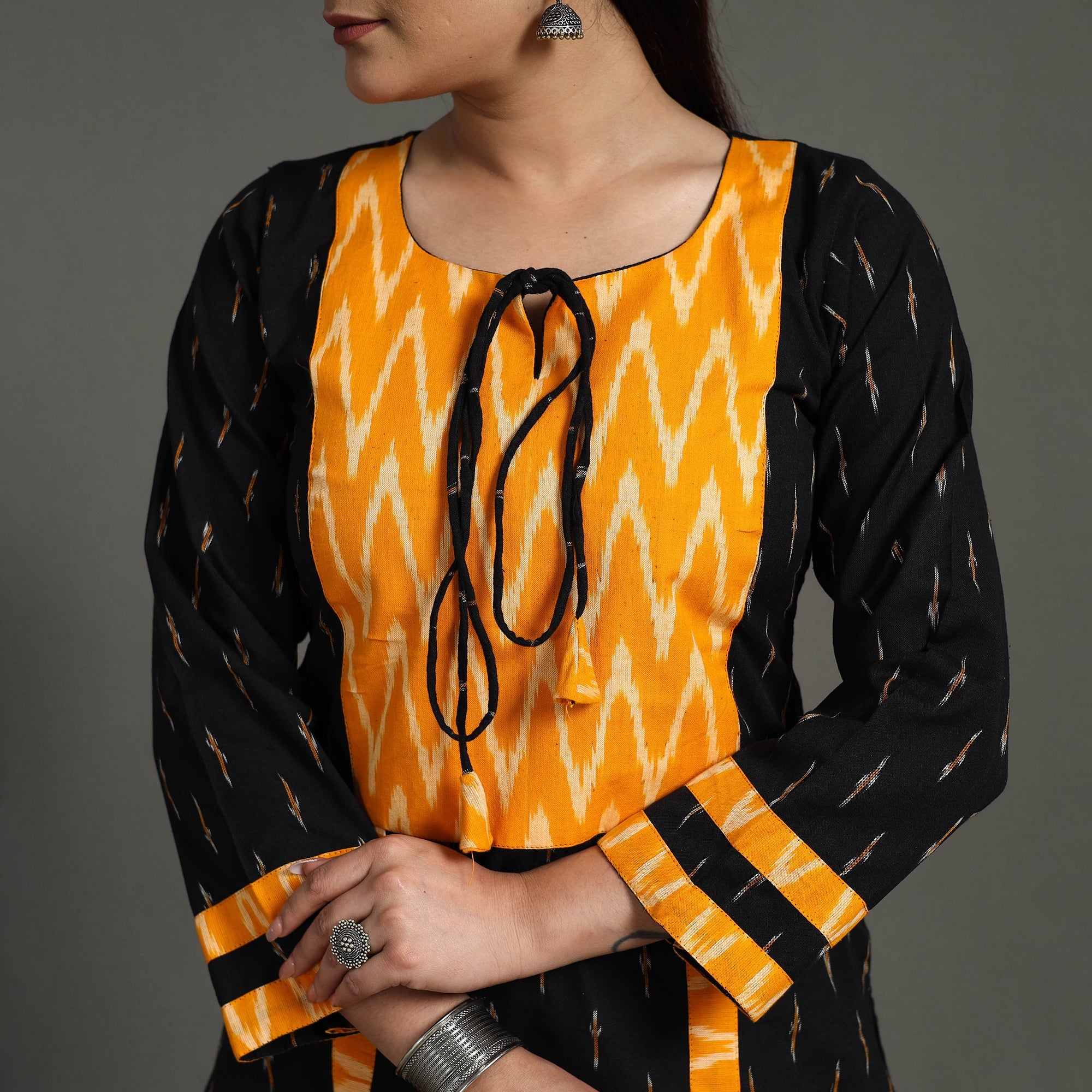 ITOKRI CASUALS Black - Cotton Straight Pochampally Ikat Kurta 02 - view 4