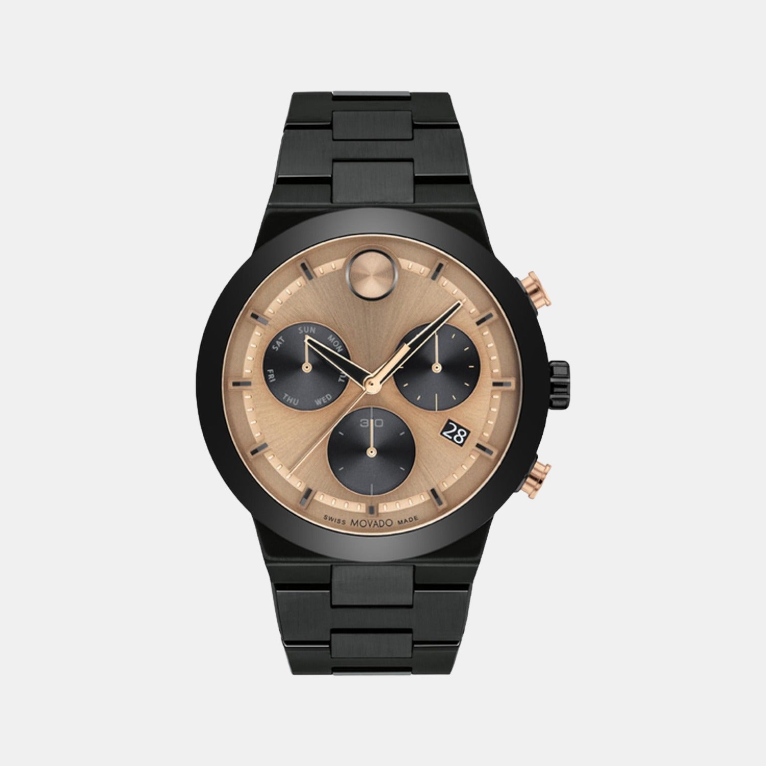 Movado Bold Fusion Men Quartz Brown Dial Chronograph Stainless Steel Watch 3600897