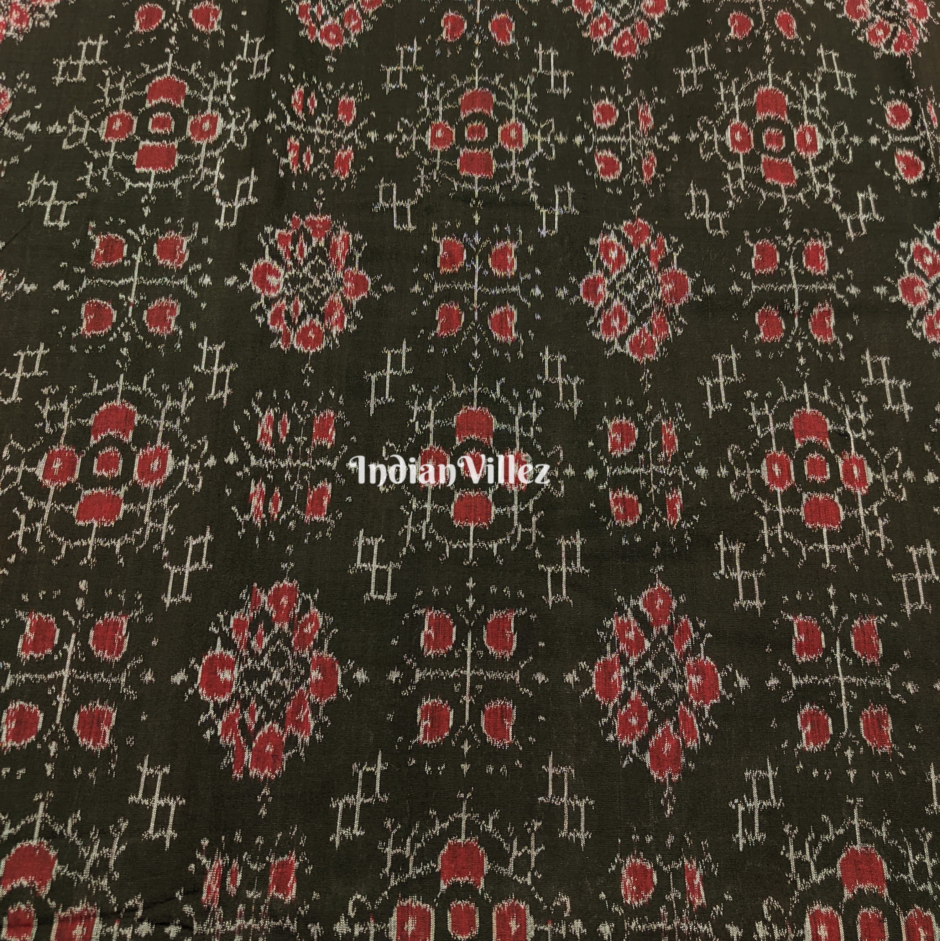 IndianVillèz Black Tribal Jhoti Design Sambalpuri Ikat Cotton Fabric - view 3