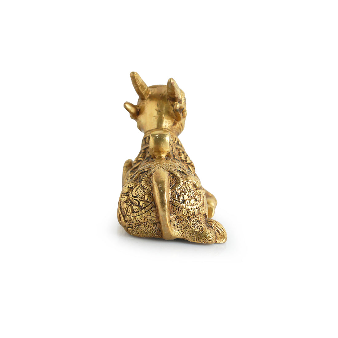 EXCLUSIVELANE 'Nandi' Carved Brass Showpiece Idol (Hand-Etched, 0.9 Kg) - view 4