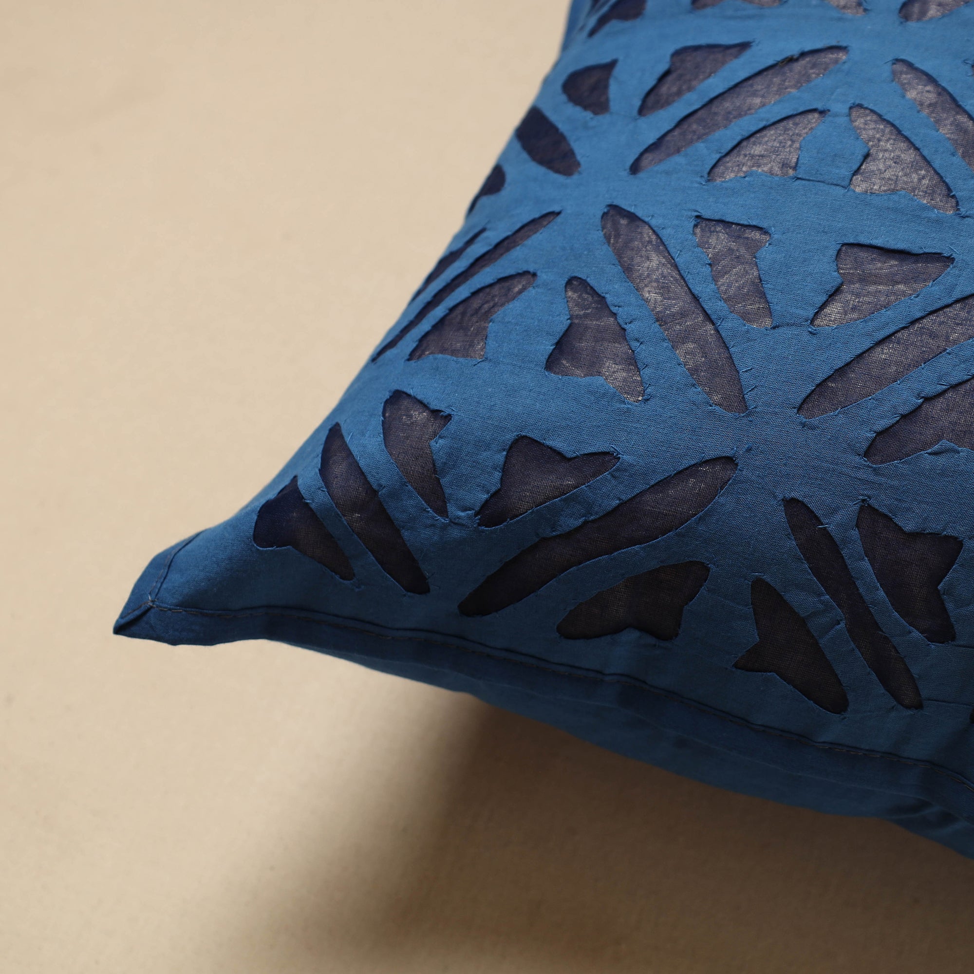 SHADES OF MARUDHARA Blue - Cut Work Cotton Applique Cushion Cover (16 x 16 in) 14 - view 2