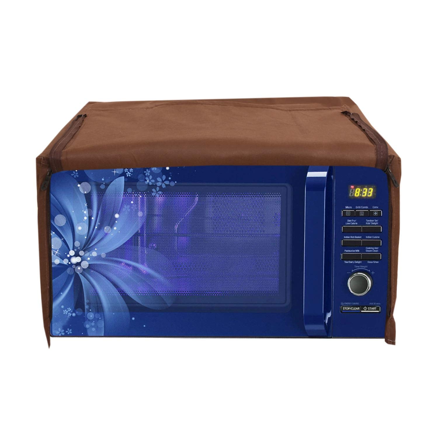 Heart Home Velvet Flower Printed Microwave Oven Cover, Dustproof Machine Protector Cover,25 LTR. (Brown)-HS43HEARTH26060 - view 4