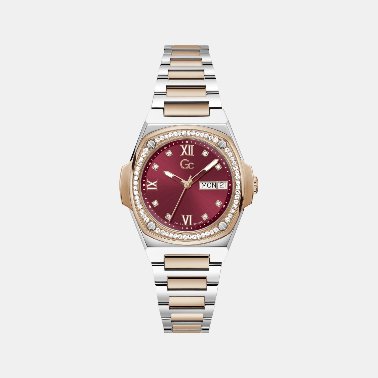 GC Coussin Shape Lady Women Quartz Red Dial Analog Stainless Steel Watch Y98009L3MF