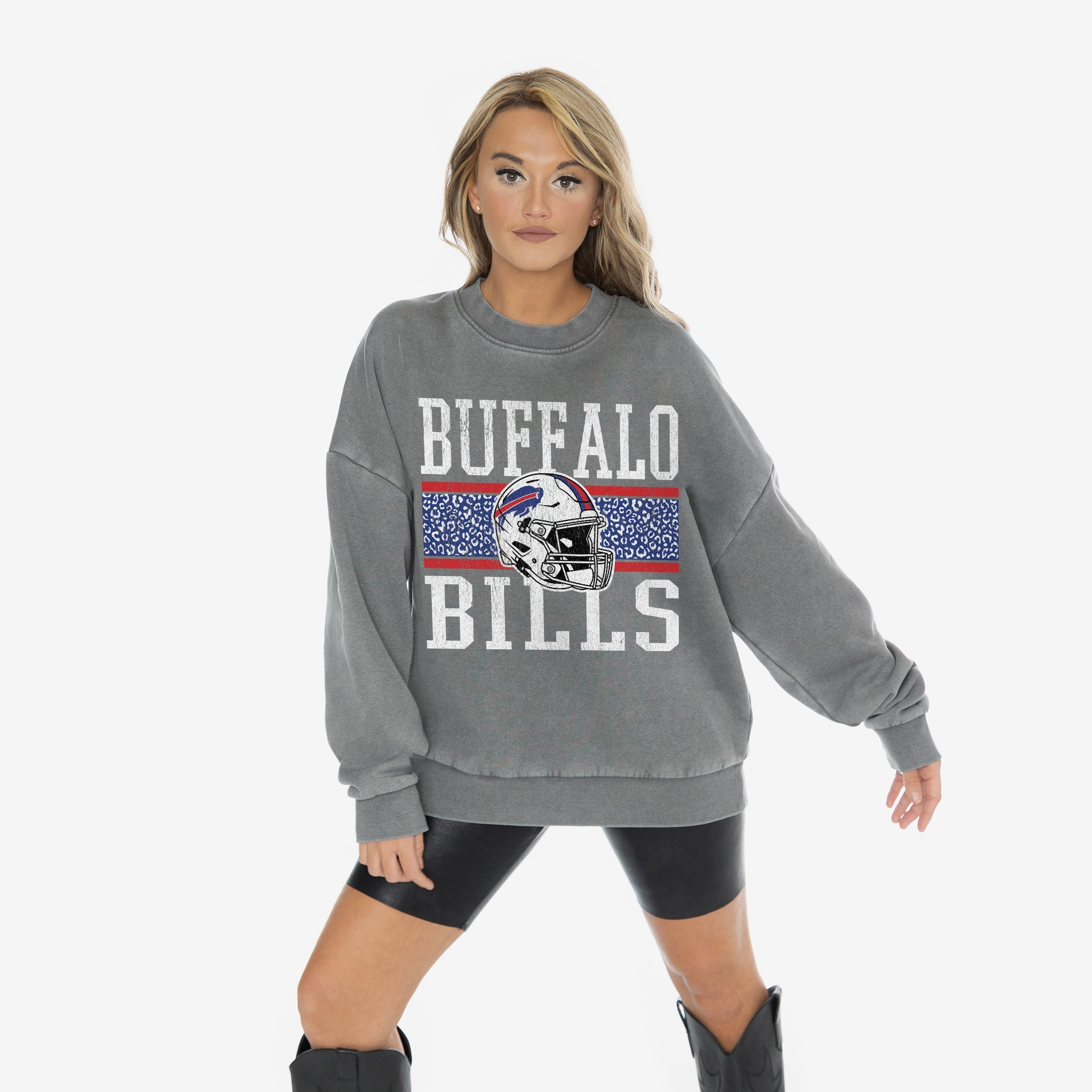 GC X NFL Buffalo Bills In The Wild Vintage Wash Oversized Crewneck Fleece