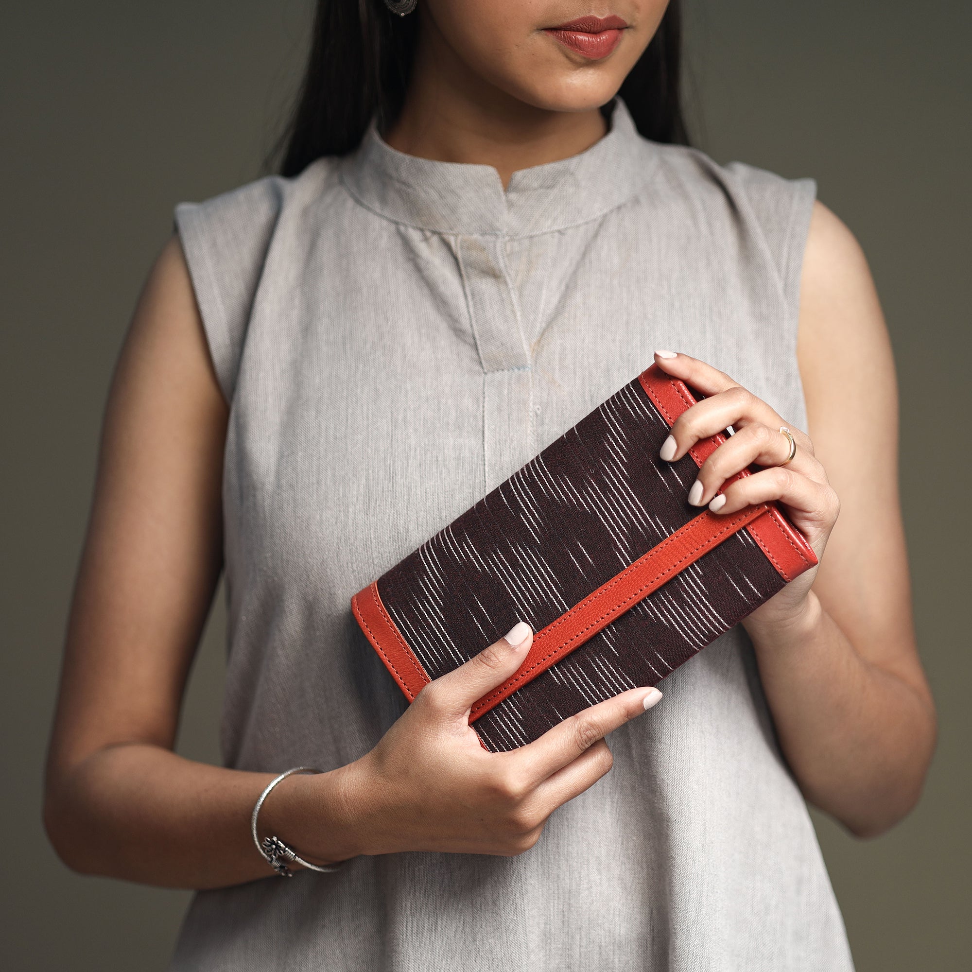 ASALKAAR Brown - Handcrafted Ikat Weave Leather Wallet