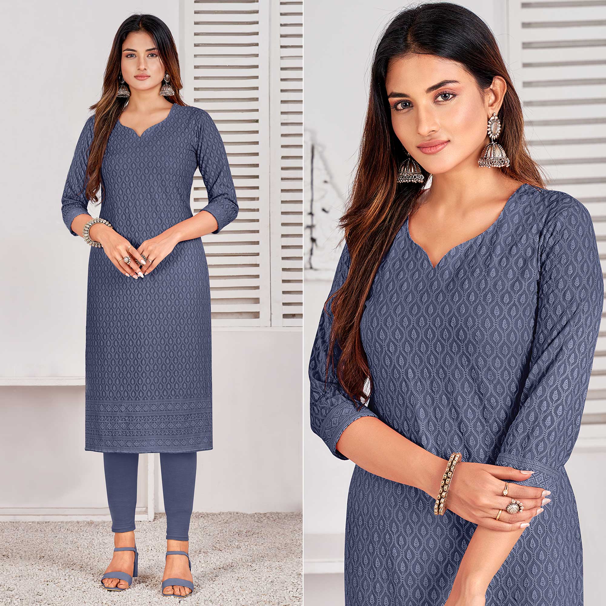Grey kurtas – BlackTree grey-lucknowi-chikankari-rayon-kurti