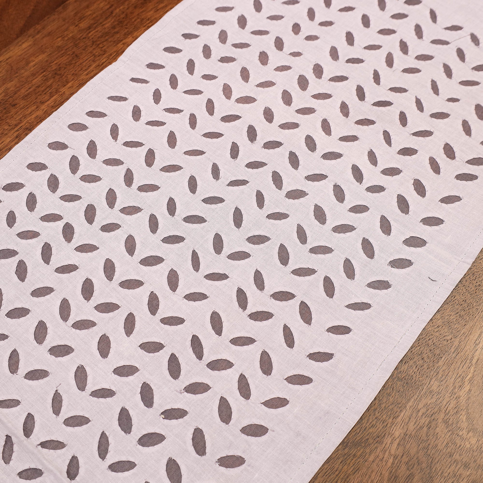 SHADES OF MARUDHARA Brown - Applique Cut work Cotton Table Runner (42 x 13 in) - view 3