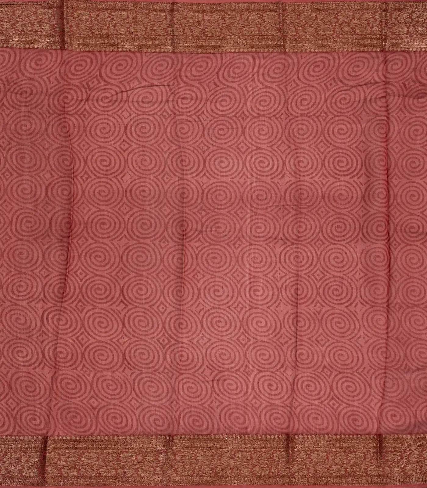 RmKV Dusty Pink Handloom Chanderi Cotton Saree With Printed Floral Motifs - view 4